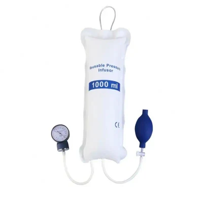 500 Ml Clear TPU Reusable Manual Pressure Infusion Bag with Aneroid Gauge Pressure Infusor